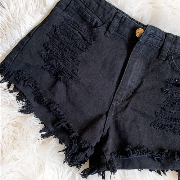 SOLD Vici Dolls High Rise Distressed Shorts - Picture 2 of 4